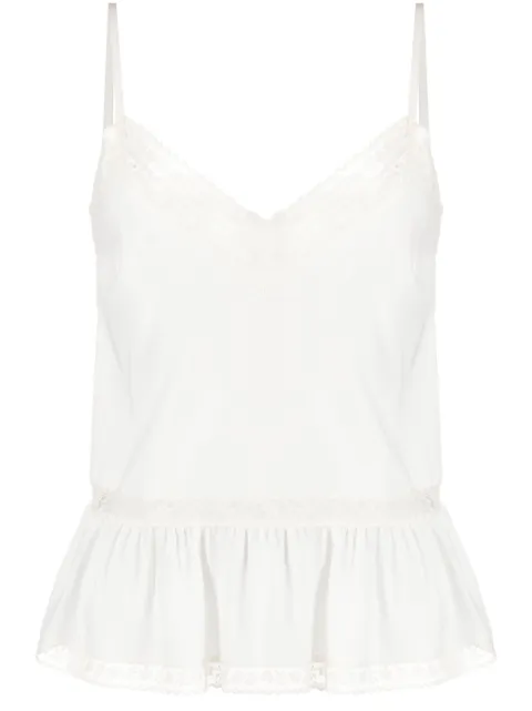 P.A.R.O.S.H. lace-trim silk tank top White SESAMOD312482