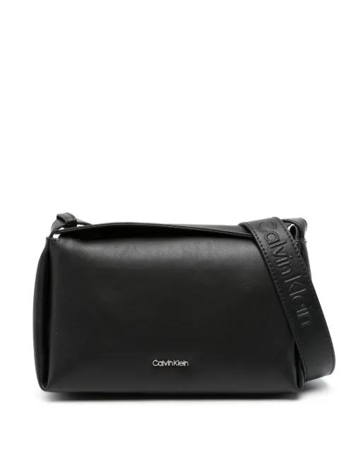Calvin Klein logo-embossed leather shoulder bag Black K60K611346