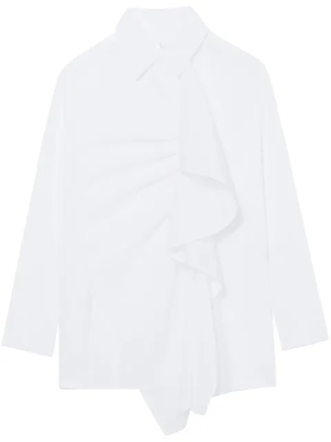 Y's ruffle-detailing cotton shirt White YYB01030