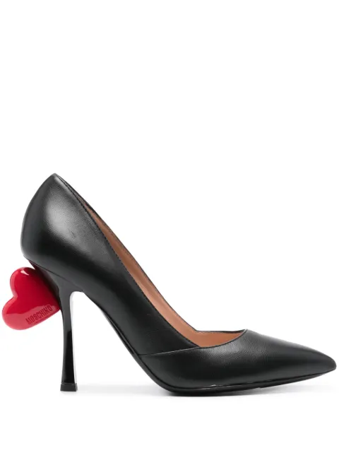 Moschino 105mm heart-appliqué leather pumps Black MA1003AC1IMA0