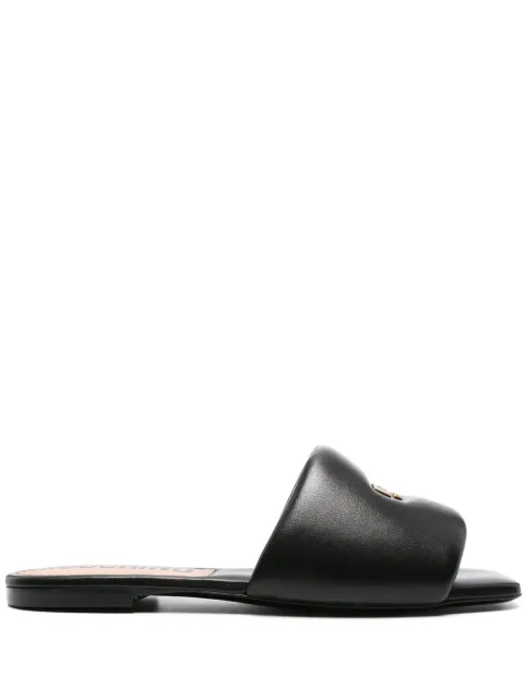 Moschino logo-plaque leather sandals Black MA28091C1IMA0