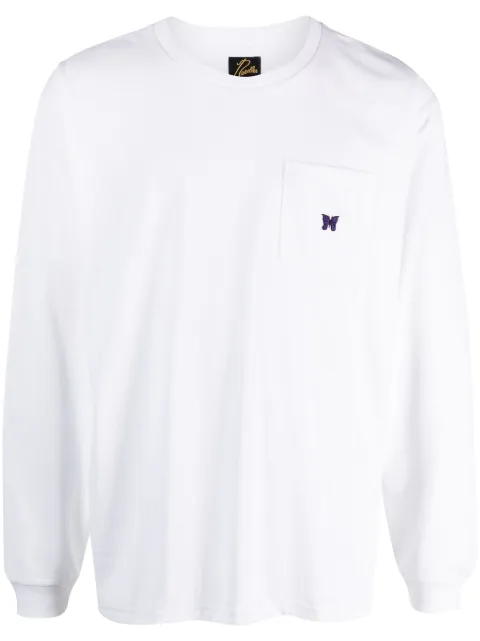 Needles logo-appliqué long-sleeve T-shirt White NS272