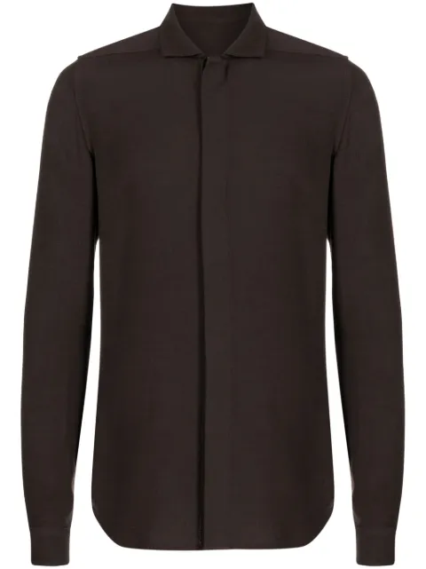Rick Owens plain long-sleeve shirt Brown RL02F7923VF