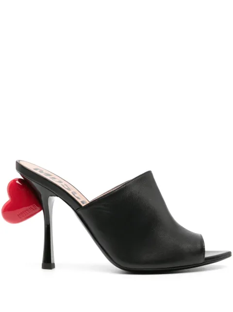 Moschino 100mm heart-detail leather mules Black MA2807AC1IMA0