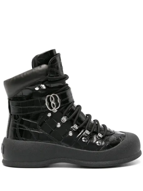 Bally embossed-crocodile lace-up boots Black WB002X