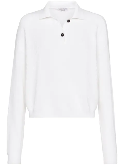 Brunello Cucinelli ribbed-knit polo-collar jumper White M19194705C159