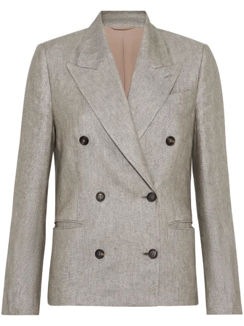 Brunello Cucinelli Monili-detail mélange-effect blazer Brown MH5672358C002