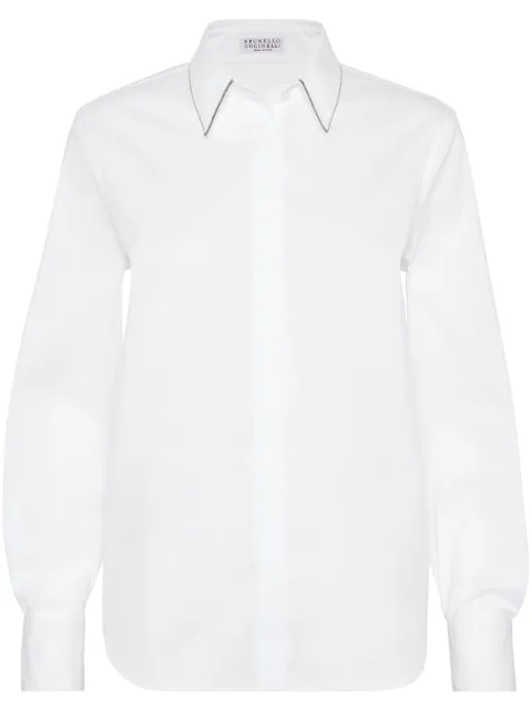 Brunello Cucinelli collar-trim long-sleeve shirt White M0091MA606C159