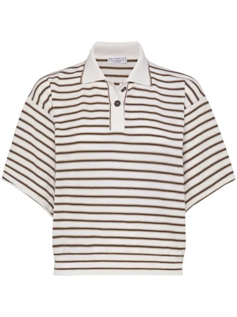 Brunello Cucinelli striped cropped polo shirt White M14813705COZ36