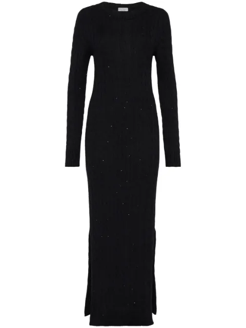 Brunello Cucinelli sequin-embellished cable-knit dress Black MDV797A80C101