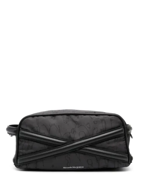 Alexander McQueen cross-strap logo-print wash bag Black 7478561AAQ01000