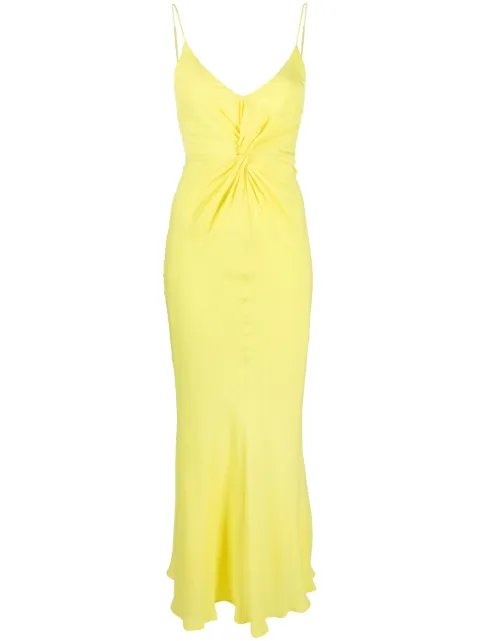 MSGM knot-detailed long-length dress Yellow 3641MDA08247106