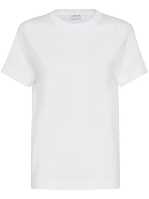 Brunello Cucinelli Monili-trim cotton T-shirt White M0T81BI100C6159