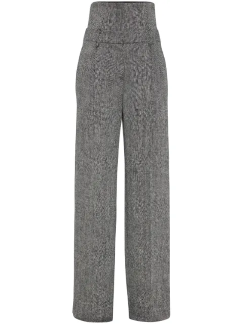 Brunello Cucinelli herringbone high-waist trousers Black MH568P8529C002