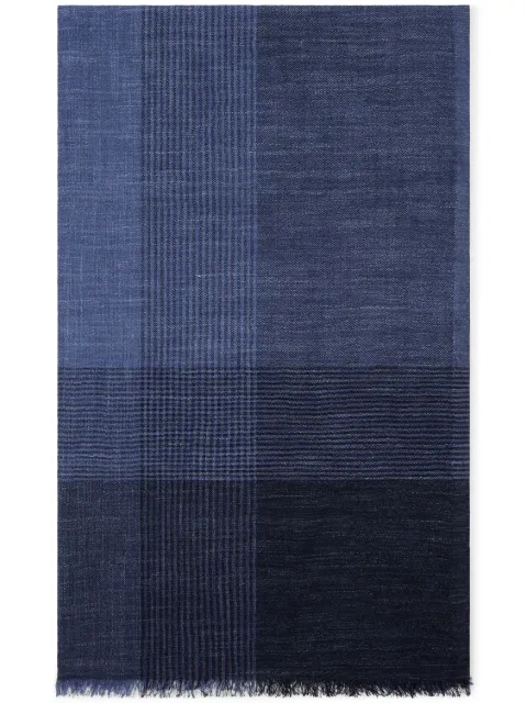 Brunello Cucinelli check-pattern silk-blend scarf Blue MSC682ORCY008