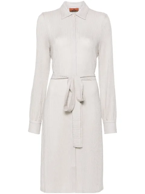Missoni lamé-effect belted shirtdress Neutrals DS23WG6BBR00WN