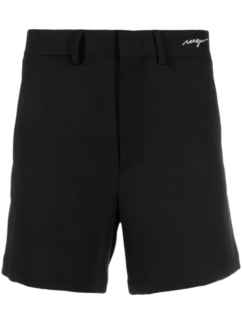 MSGM logo-embroidered mid-rise shorts Black 3640MB04247010