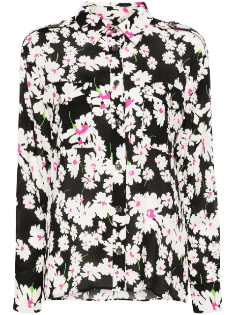 MSGM floral-print button-fastening shirt Black 3641MDE06247158