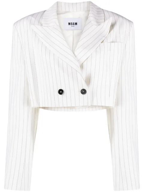 MSGM pinstripe-pattern cropped blazer White 3641MDG17247117