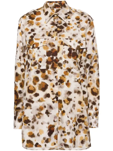 MSGM watercolour-print cotton shirt Neutrals 3641MDE14X247150