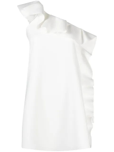 MSGM ruffle-trim asymmetric minidress White 3641MDA17247100
