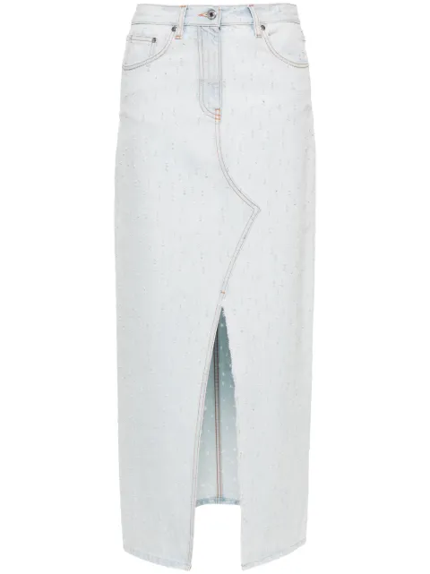 MSGM distressed maxi skirt Blue 3641MDD234L247268