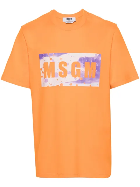 MSGM logo-print cotton T-shirt Orange 3640MM138247002