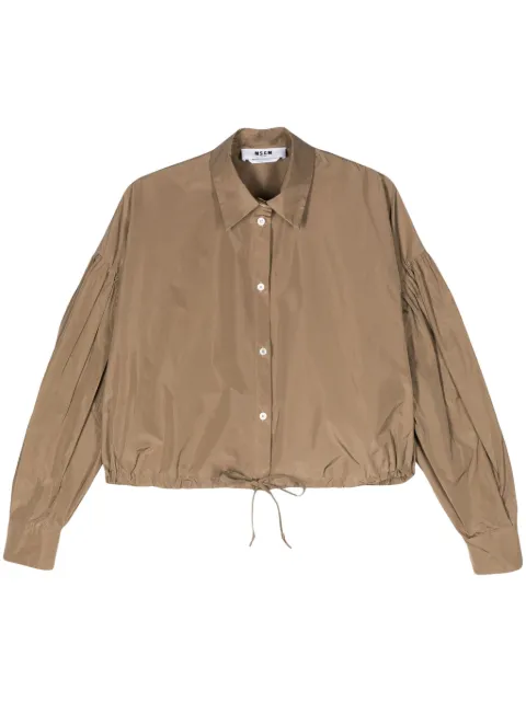 MSGM bishop-sleeve taffeta shirt Neutrals 3641MDE21247109