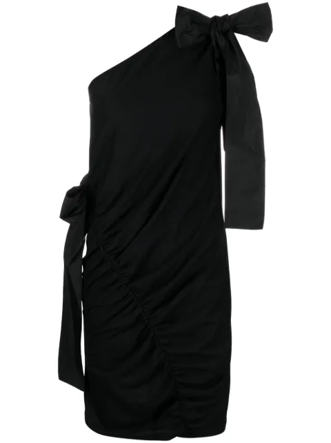MSGM one-shoulder bow-detailed dress Black 3641MDA76247002