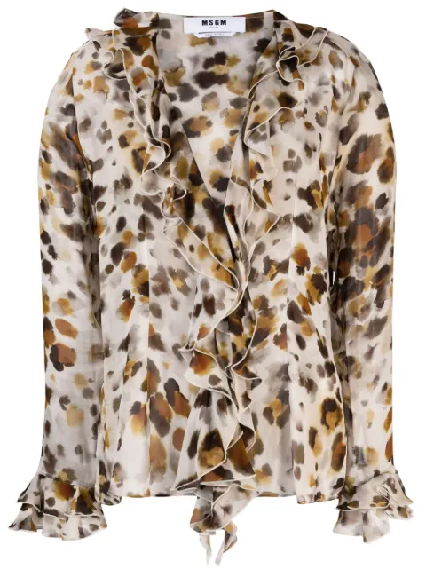 MSGM abstract-print chiffon blouse Neutrals 3641MDE04247151