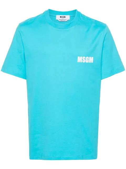 MSGM logo-print cotton T-shirt Blue 3640MM130247002