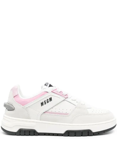 MSGM logo-print leather sneakers Neutrals 3641MDS604834