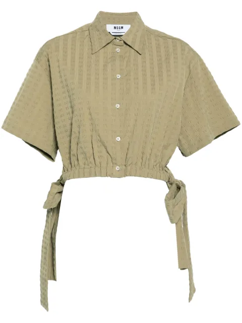 MSGM seersucker cropped shirt Green 3641MDE09247118