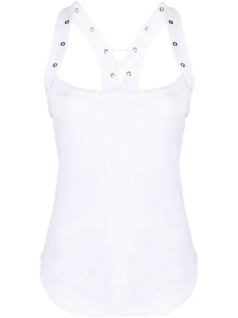 The Attico eyelet-embellished ribbed-knit tank top White 241WCT236J038