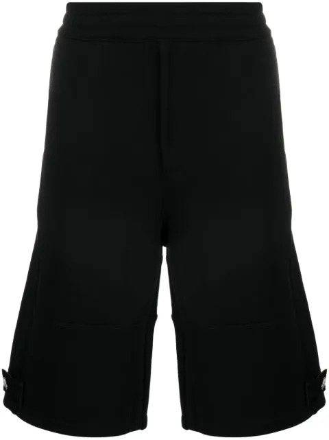 Alexander McQueen logo-plaque cotton shorts Black 766094QXAAC