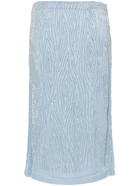 P.A.R.O.S.H. bead-embellished chiffon skirt Blue REMMAD600517