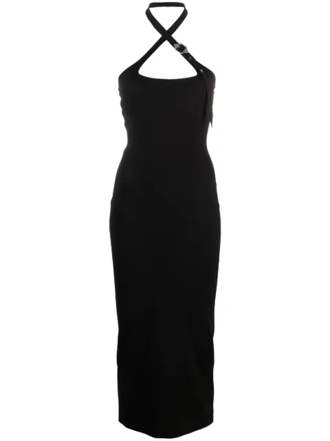The Attico decorative-buckle halterneck dress Black 241WCM102RY02