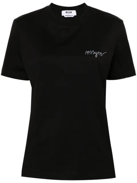 MSGM logo-embroidered T-shirt Black 3641MDM540247002