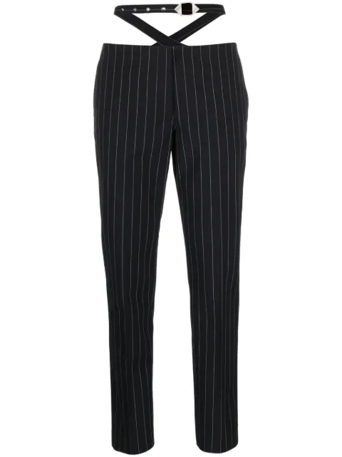 The Attico cut-out pinstriped tailored trousers Blue 241WCP167E067