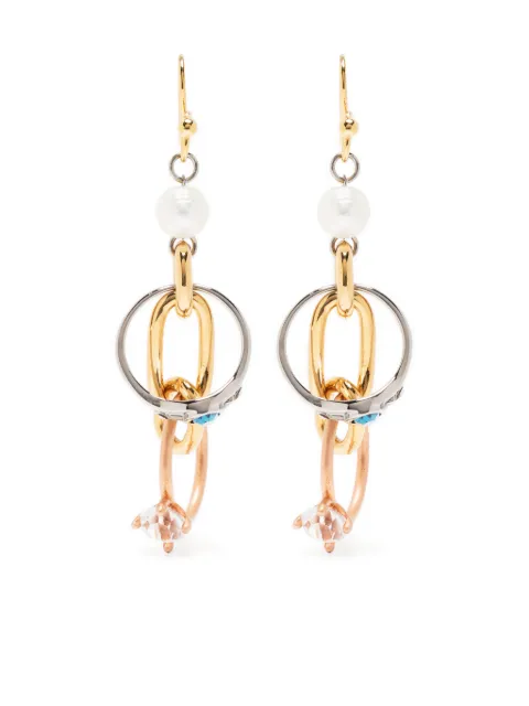 Marni embellished-ring pearl earrings Gold ORMV0460A0P6526