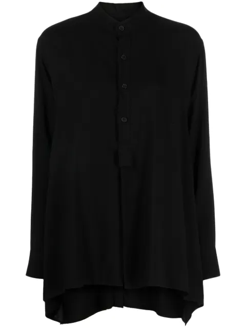 Yohji Yamamoto button-up band-collar shirt Black FJB14205