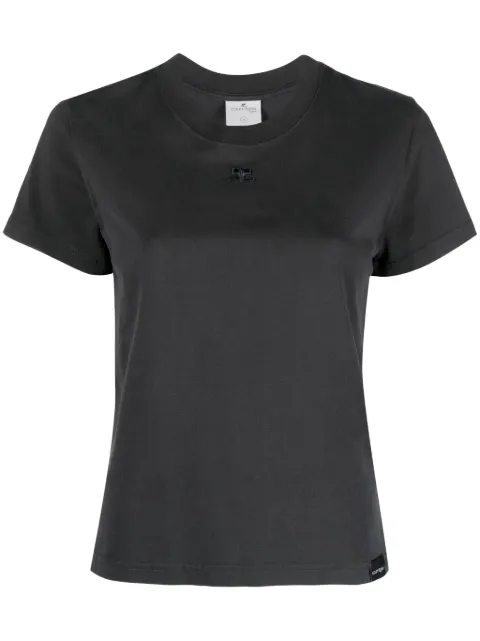 Courrèges logo-embroidered cotton T-shirt Grey 423JTS006JS0109