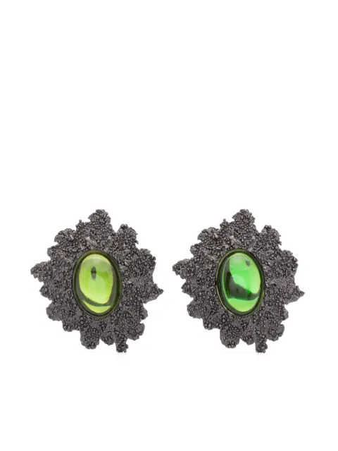 Saint Laurent Pre-Owned 1980s textured clip-on earrings Grey SAI600DG
