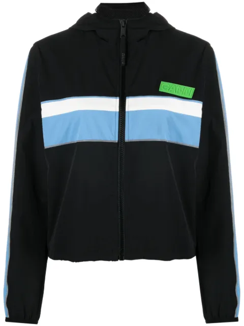 GANNI striped track jacket Black F8605