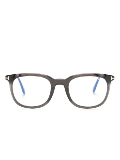 TOM FORD Eyewear logo-plaque round-frame glasses Black FT5904