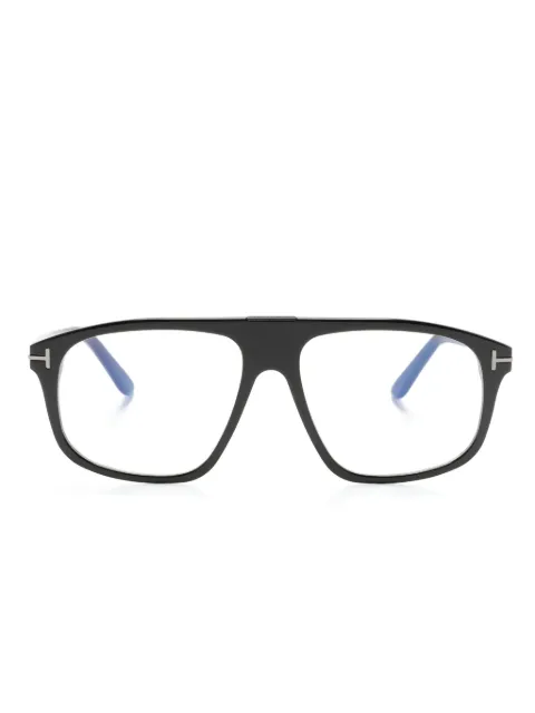 TOM FORD Eyewear logo-plaque square-frame glasses Black FT5901