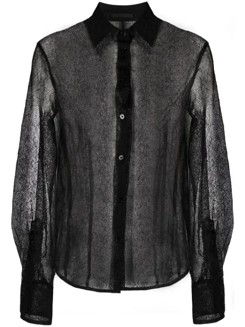 Helmut Lang semi-sheer mesh-design shirt Black N09HW508