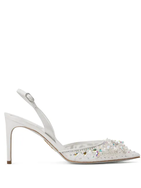 René Caovilla Cinderella 80mm leather pumps White C11729080PI01V749