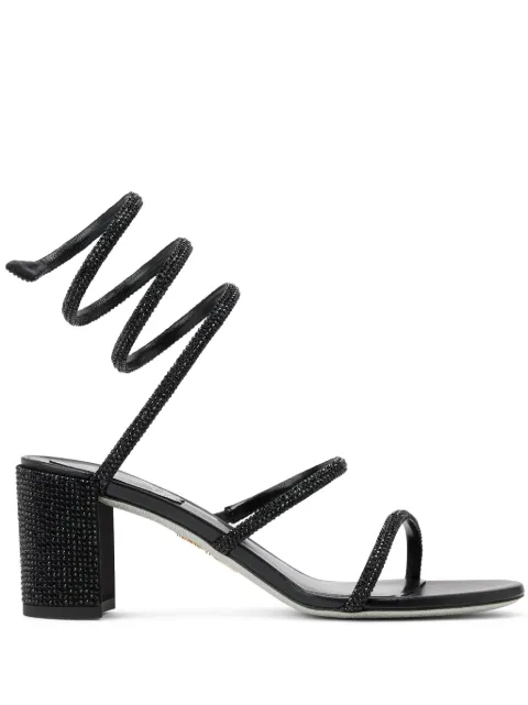 René Caovilla rhinestone-embellished satin sandals Black C12037060R001V050