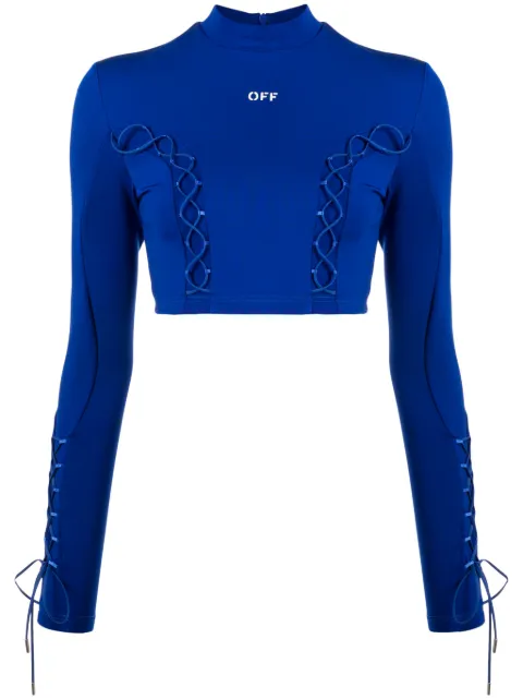 Off-White lace-up crop top Blue OWVB031F23JER0014501